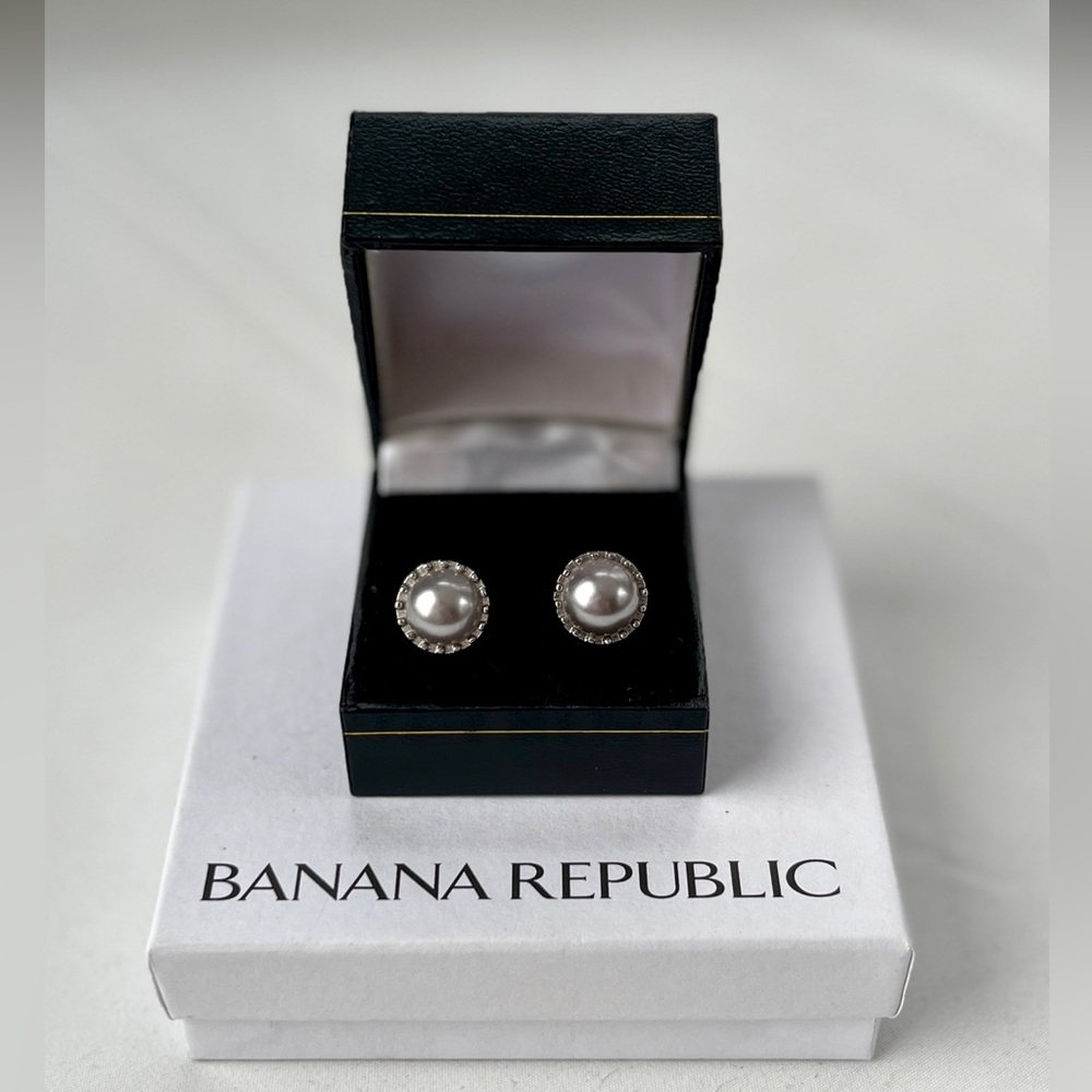 Banana Republic Silver & Pearl Stud Earrings